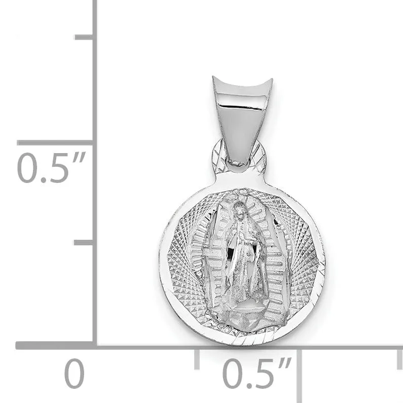 14k White Gold Our Lady of Guadalupe Pendant