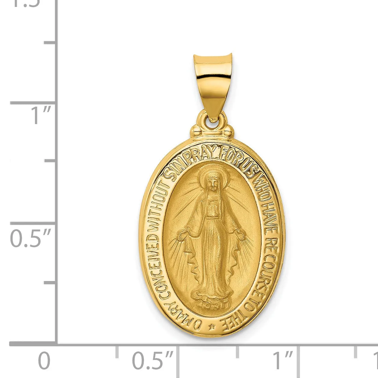 14k Yellow Gold Miraculous Medal Pendant