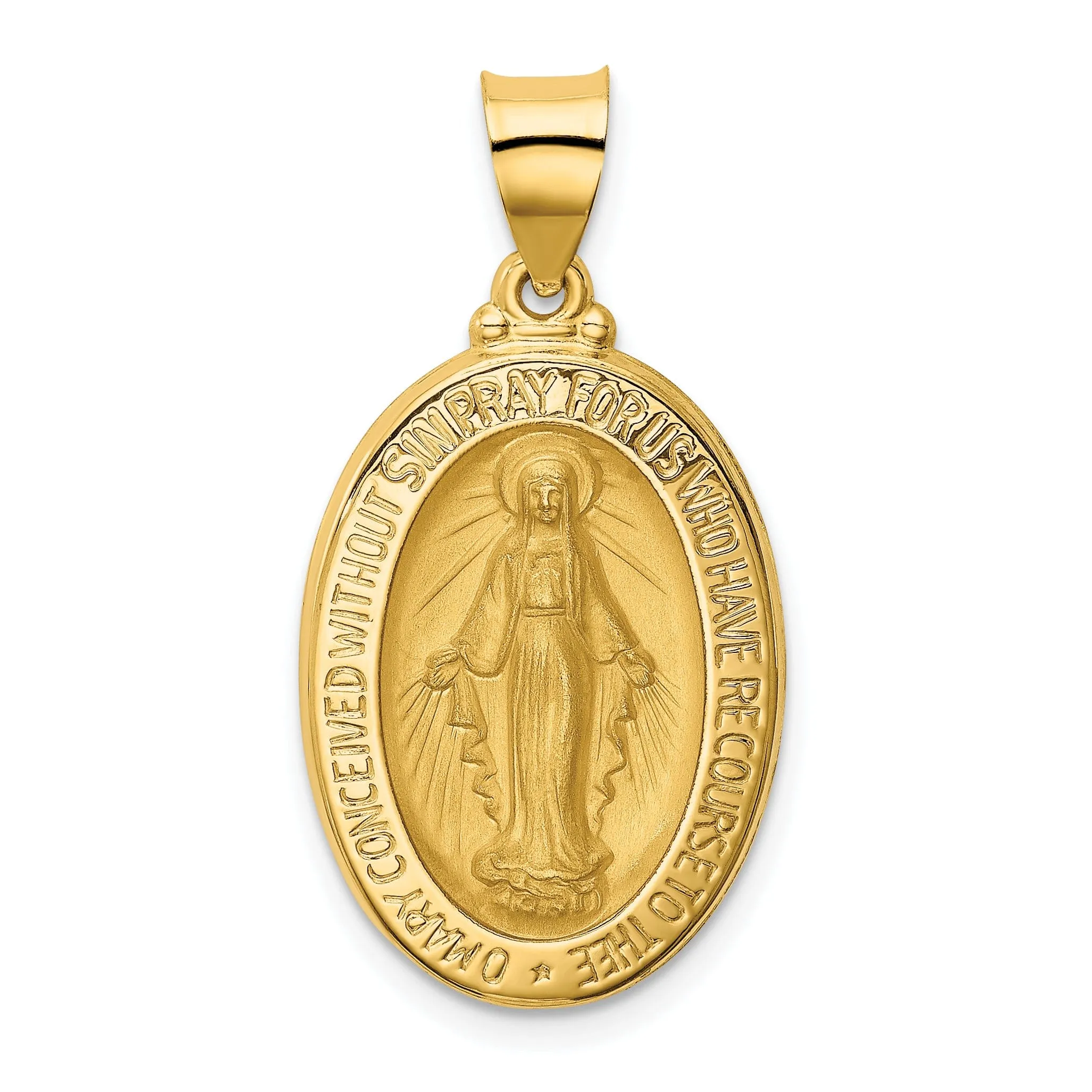 14k Yellow Gold Miraculous Medal Pendant