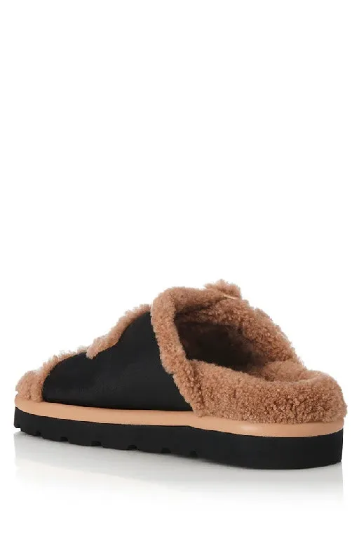 ALIAS MAE - SAINT SANDAL - BLACK LEATHER / SHEARLING