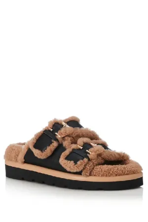 ALIAS MAE - SAINT SANDAL - BLACK LEATHER / SHEARLING