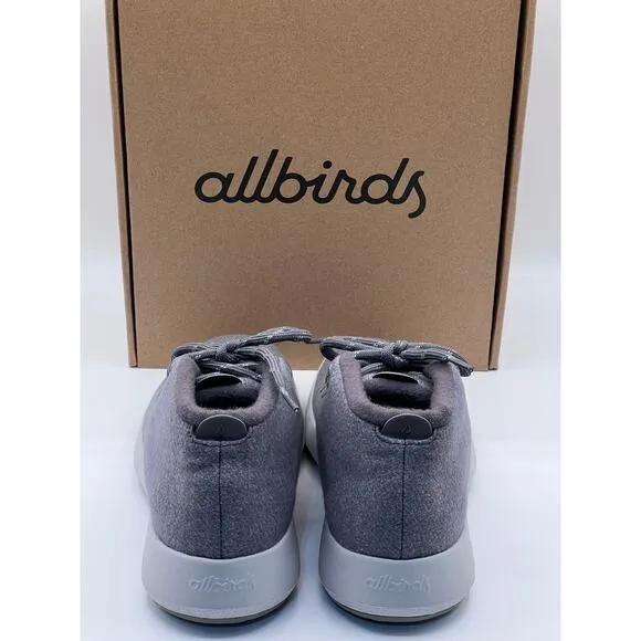 Allbirds Sneakers Womens 10 Wool Runner-Up Mizzle Med/Light Grey TrainerShoe NEW