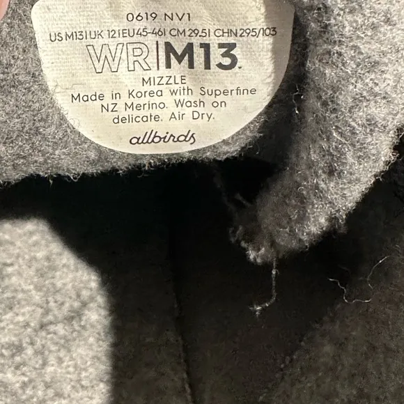 allbirds Water Repellent Wool Mizzle Sneakers men’s size 13