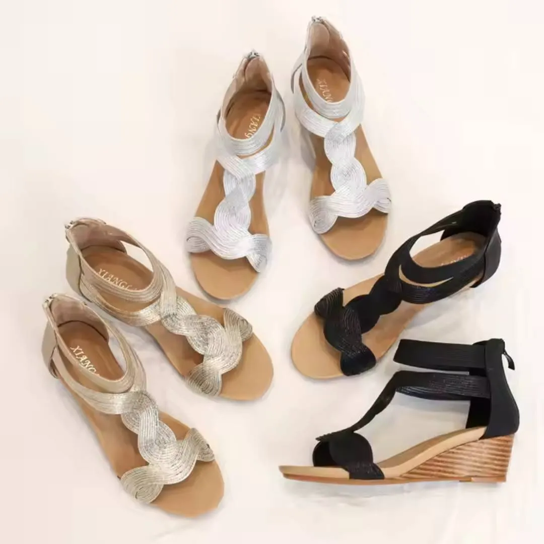 Anouk™ | Wedge Back Zipper Sandals
