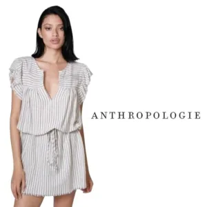ANTHROPOLOGIE SAM &amp; LAVI Chloe Eyelet Ruffle Mini Dress or Coverup - Size Small