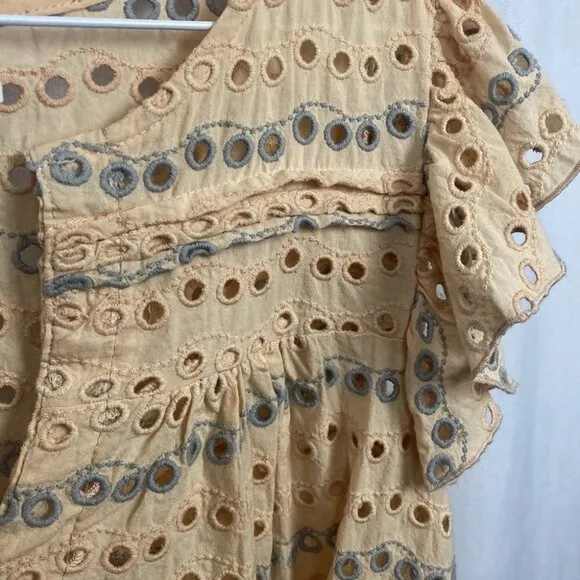 ANTHROPOLOGIE SAM &amp; LAVI Chloe Eyelet Ruffle Mini Dress or Coverup - Size Small