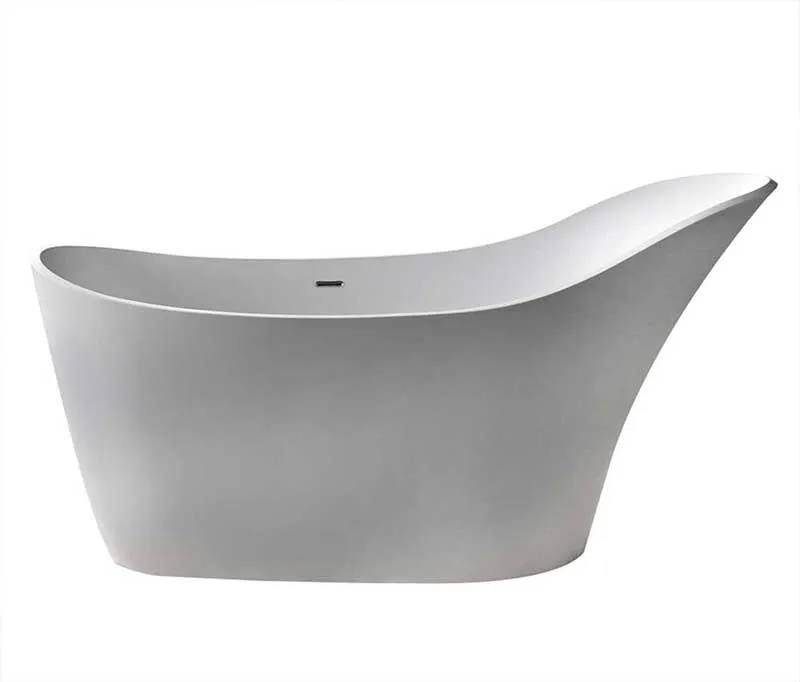 Anzzi Alto 5.6 ft. Man-Made Stone Freestanding Non-Whirlpool Bathtub in Matte White and Sol Series Faucet in Chrome