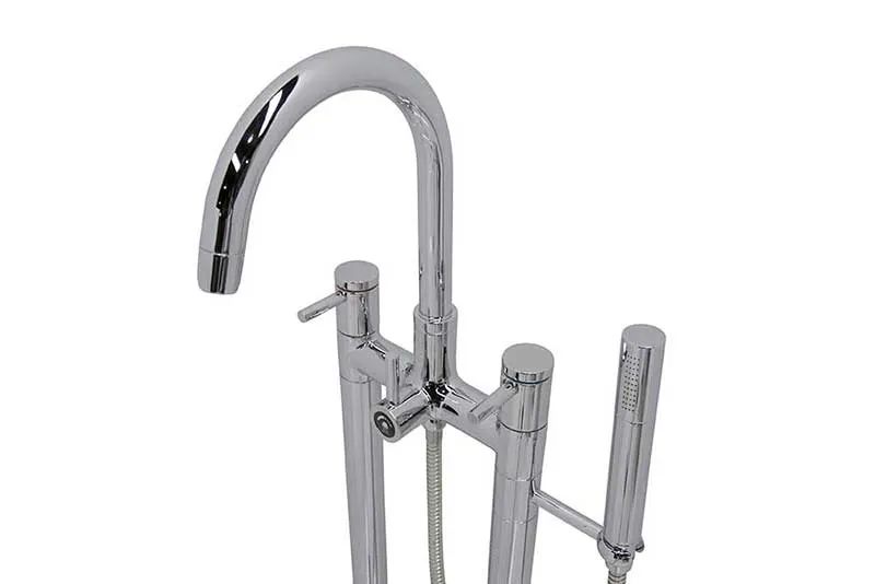 Anzzi Alto 5.6 ft. Man-Made Stone Freestanding Non-Whirlpool Bathtub in Matte White and Sol Series Faucet in Chrome
