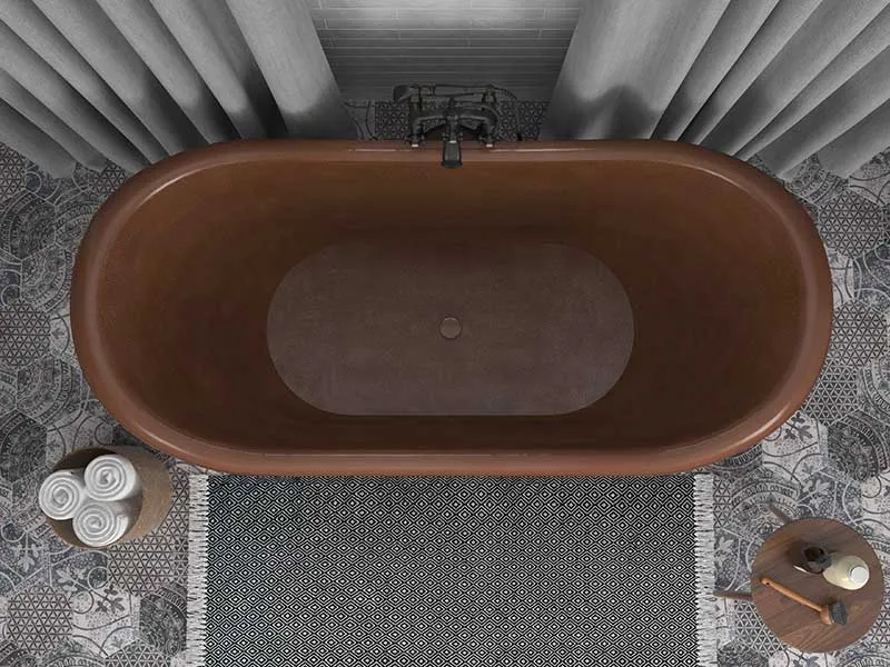 Anzzi Iida 66 in. Handmade Copper Double Slipper Clawfoot Non-Whirlpool Bathtub in Hammered Antique Copper