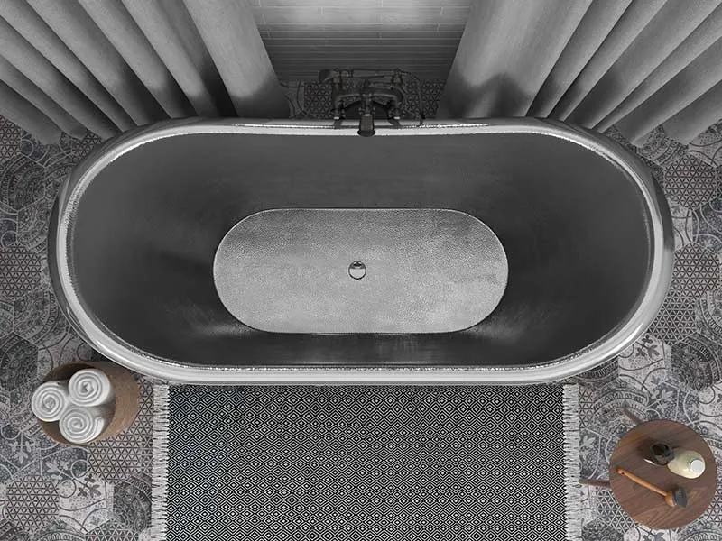 Anzzi Ionian 67 in. Handmade Copper Double Slipper Flatbottom Non-Whirlpool Bathtub in Hammered Antique Copper