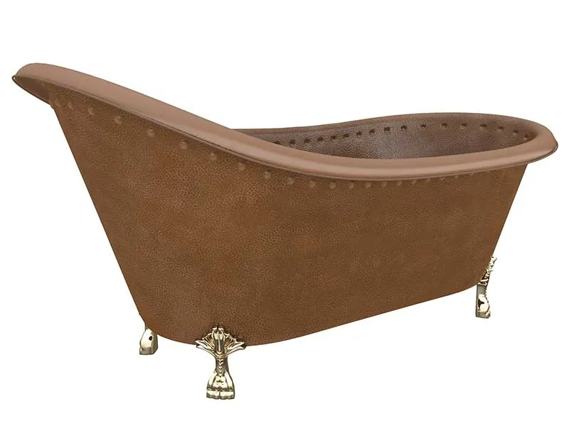 Anzzi Java 66 in. Handmade Copper Slipper Clawfoot Non-Whirlpool Bathtub in Hammered Antique Copper
