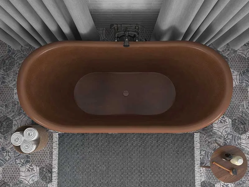 Anzzi Nero 70 in. Handmade Copper Double Slipper Flatbottom Non-Whirlpool Bathtub in Hammered Antique Copper