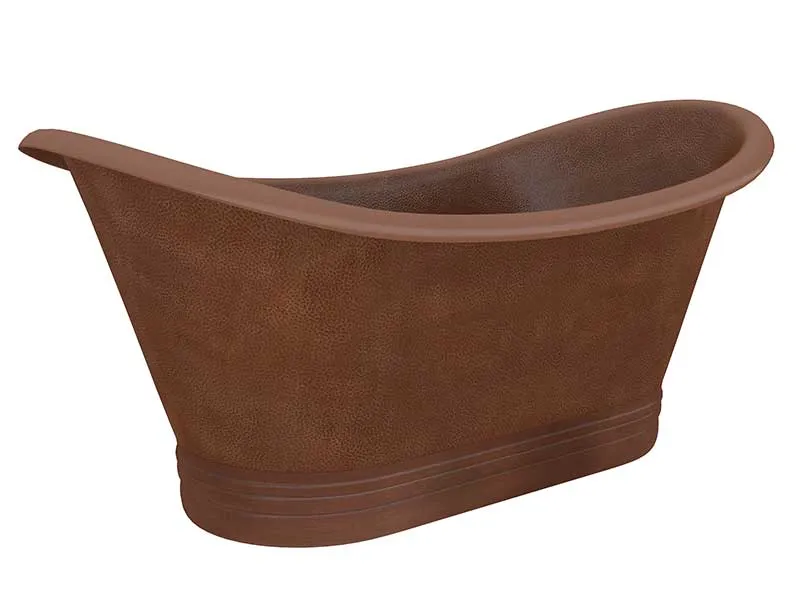 Anzzi Nero 70 in. Handmade Copper Double Slipper Flatbottom Non-Whirlpool Bathtub in Hammered Antique Copper