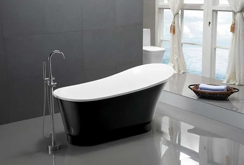 Anzzi Prima 67 in. Acrylic Flatbottom Non-Whirlpool Bathtub in Black