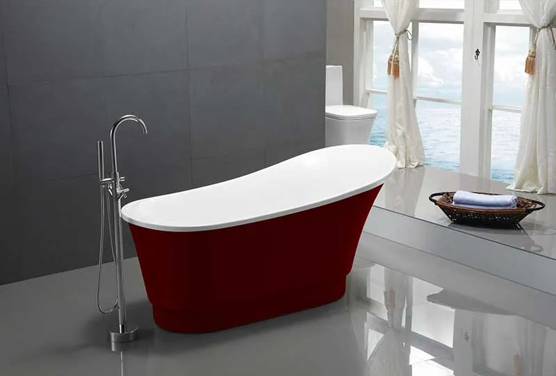 Anzzi Prima 67 in. Acrylic Flatbottom Non-Whirlpool Bathtub in Red