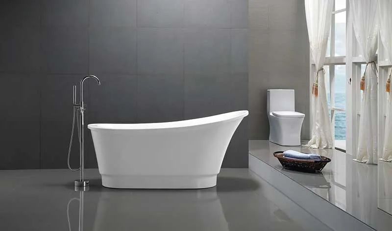 Anzzi Prima 67 in. Acrylic Flatbottom Non-Whirlpool Bathtub in White