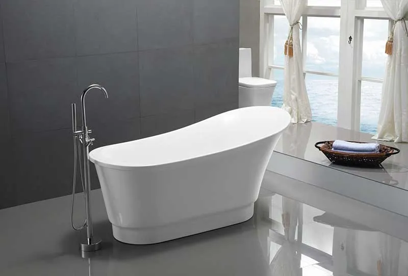 Anzzi Prima 67 in. Acrylic Flatbottom Non-Whirlpool Bathtub in White
