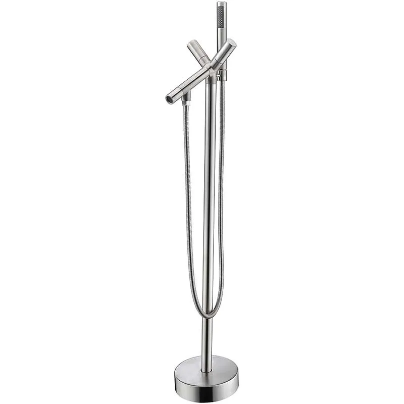 Anzzi Reginald 68 in. Acrylic Soaking Bathtub in White with Havasu Faucet in Brushed Nickel