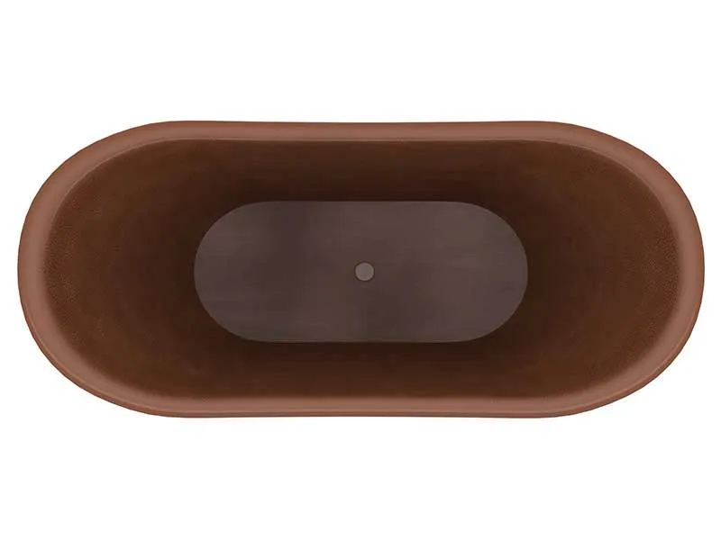 Anzzi Sumatra 70 in. Handmade Copper Double Slipper Flatbottom Non-Whirlpool Bathtub in Hammered Antique Copper