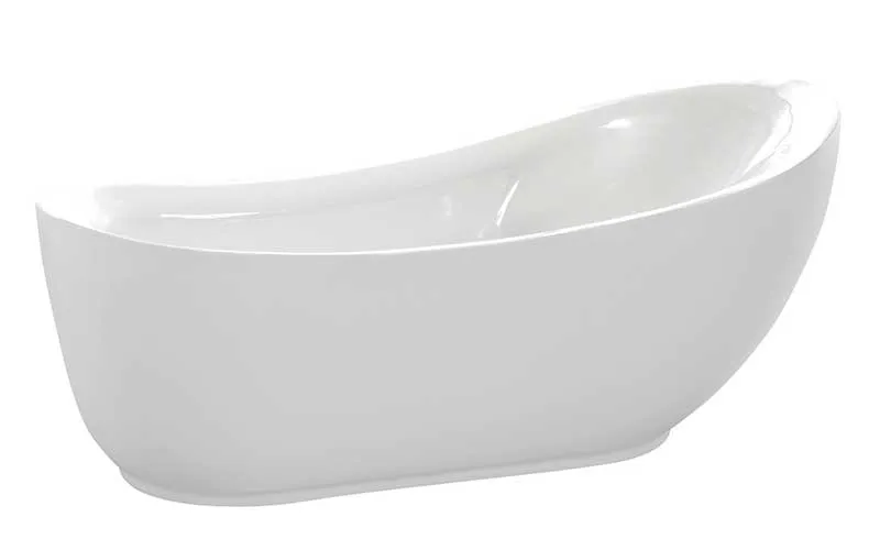 Anzzi Talyah 71 in. Acrylic Flatbottom Non-Whirlpool Bathtub in White with Kros Faucet in Polished Chrome