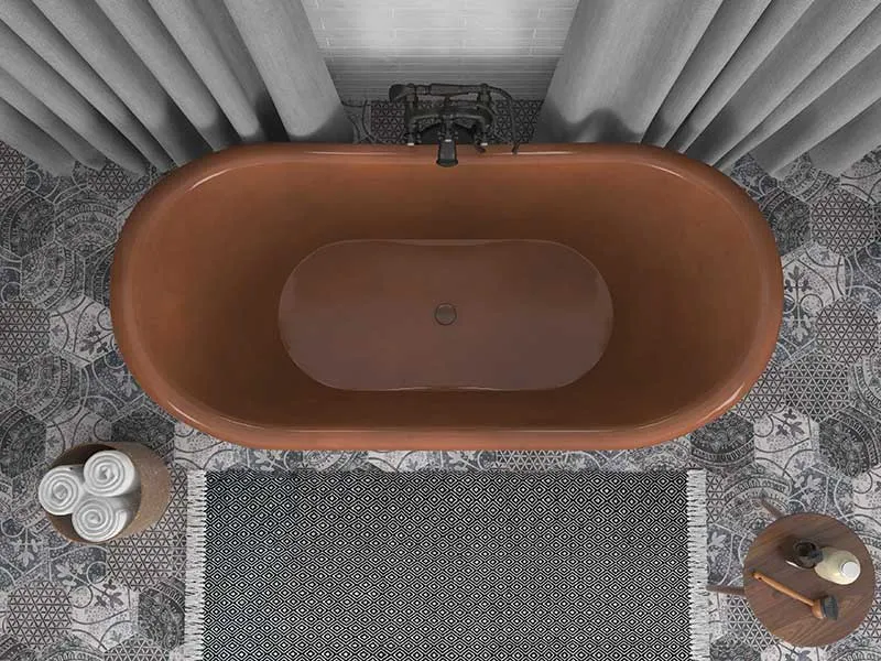 Anzzi Theodosius 68 in. Handmade Copper Double Slipper Flatbottom Non-Whirlpool Bathtub in Polished Antique Copper