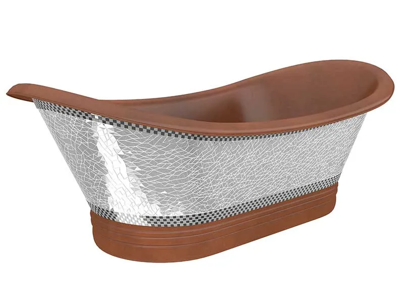 Anzzi Theodosius 68 in. Handmade Copper Double Slipper Flatbottom Non-Whirlpool Bathtub in Polished Antique Copper
