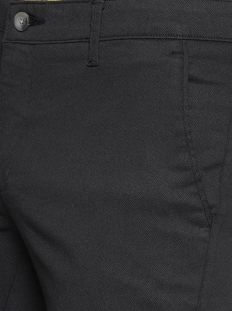 Black Solid Super Slim Fit Casual Trouser | Greenfibre