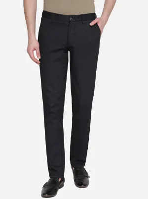 Black Solid Uno Fit Casual Trouser | JadeBlue