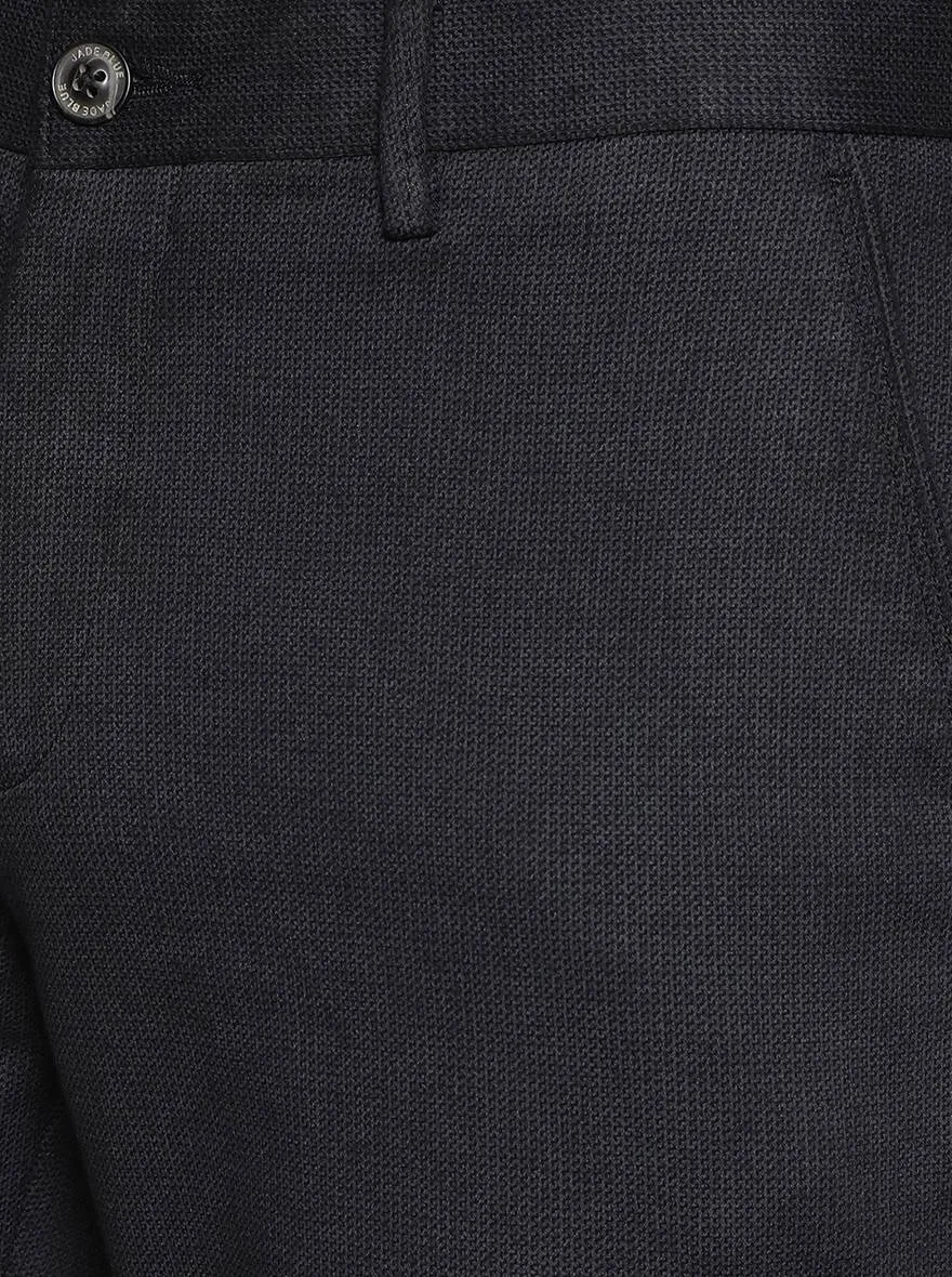 Black Solid Uno Fit Casual Trouser | JadeBlue