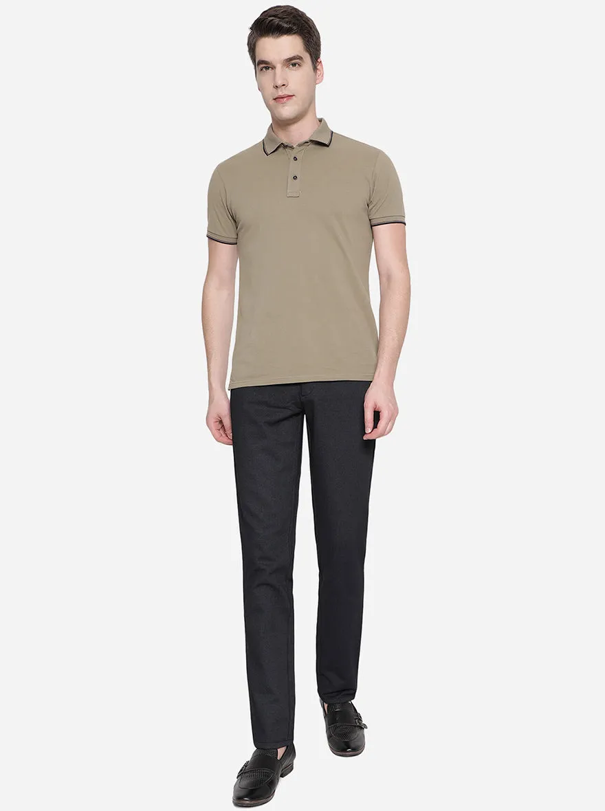Black Solid Uno Fit Casual Trouser | JadeBlue