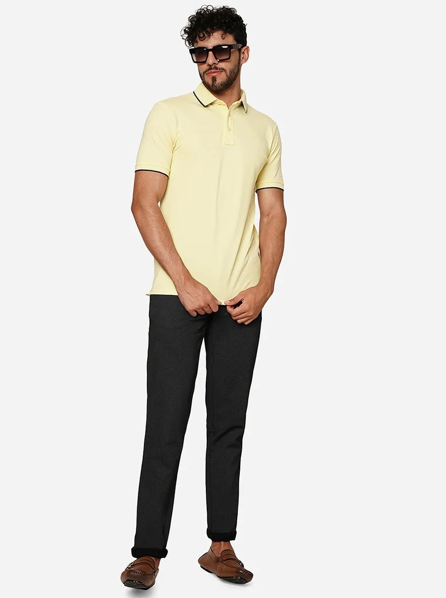 Black Solid Uno Fit Casual Trouser | JadeBlue