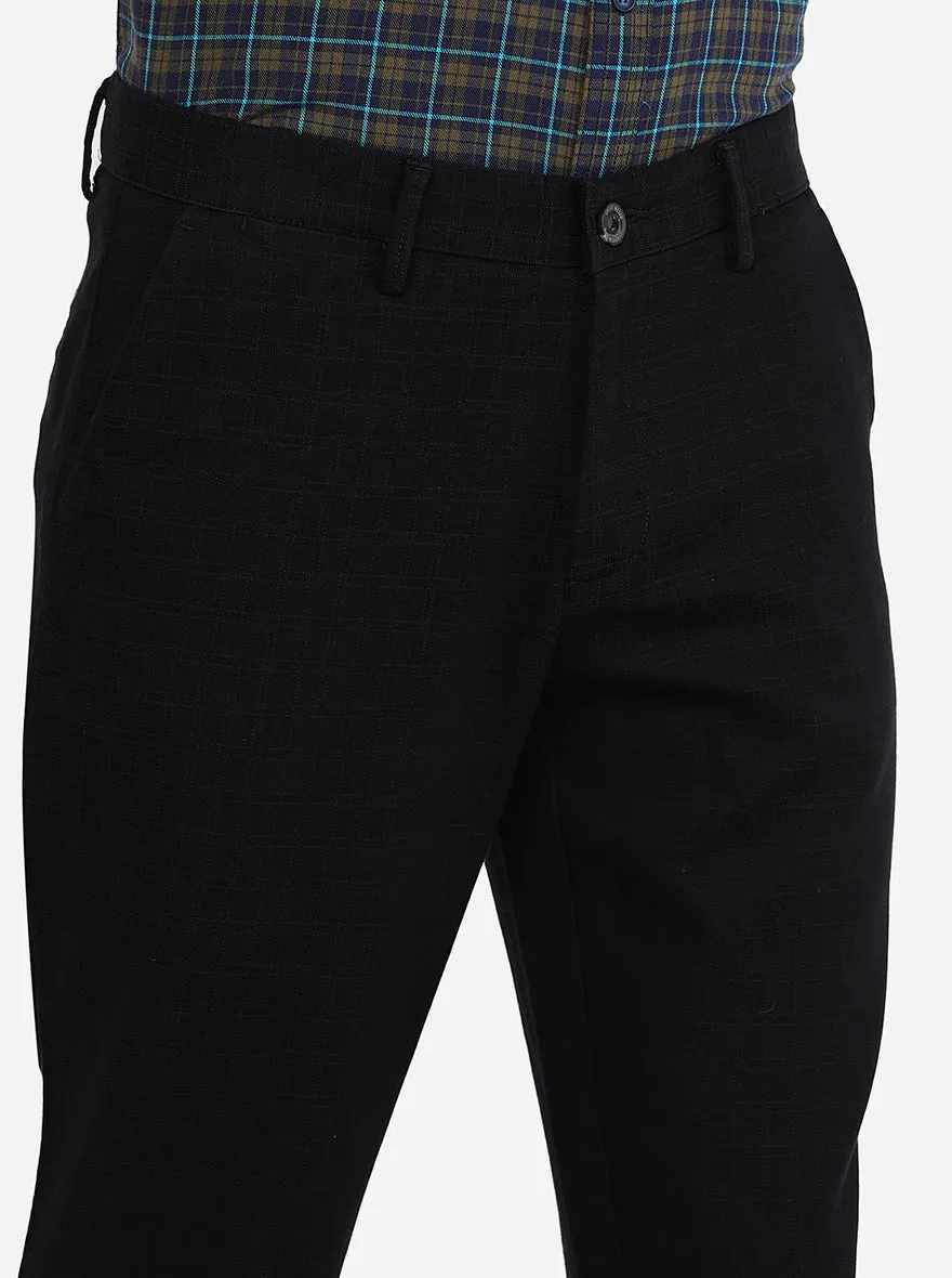 Black Solid Uno Fit Casual Trouser | JadeBlue