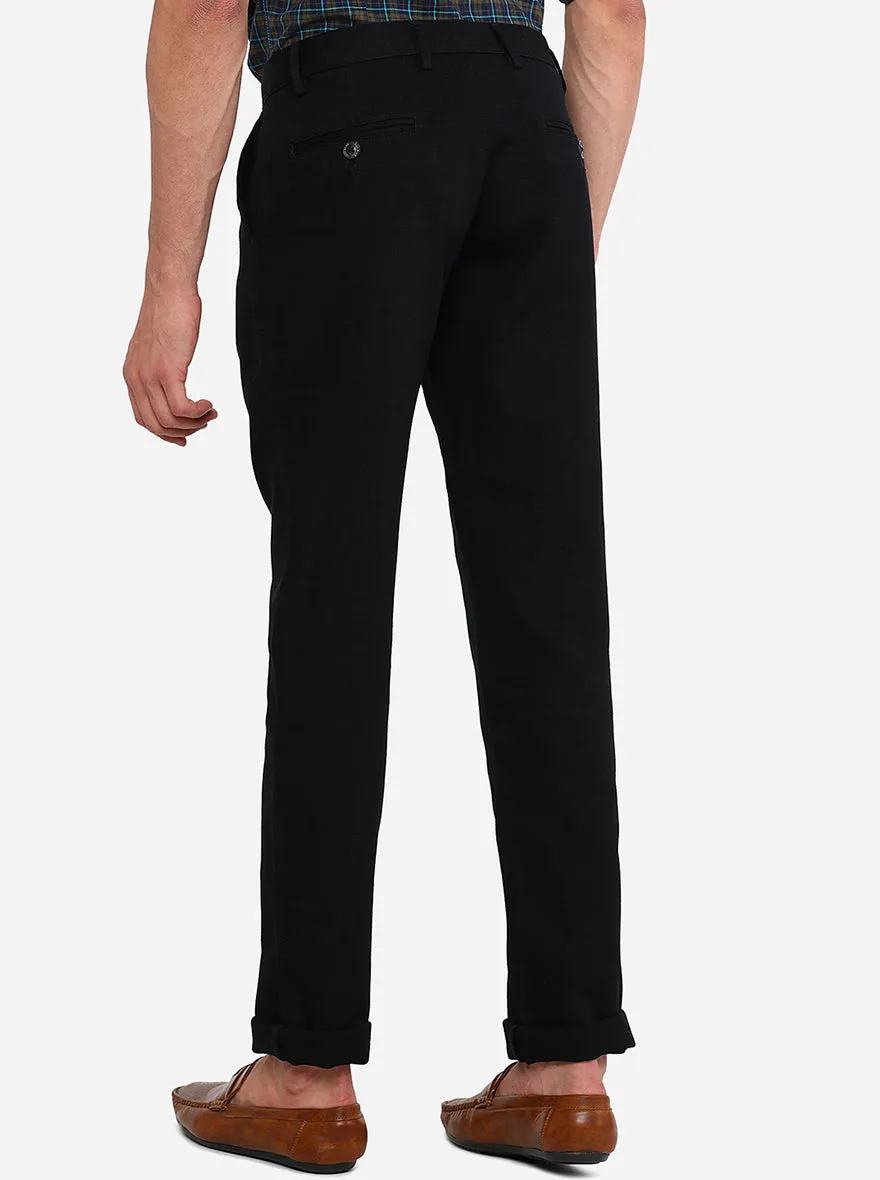 Black Solid Uno Fit Casual Trouser | JadeBlue