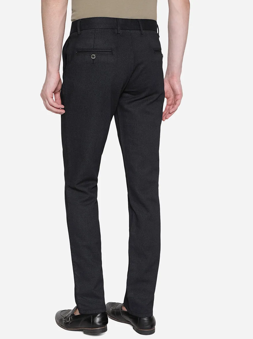 Black Solid Uno Fit Casual Trouser | JadeBlue