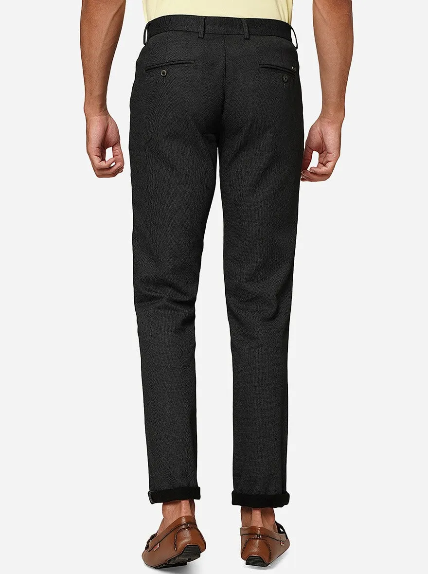 Black Solid Uno Fit Casual Trouser | JadeBlue