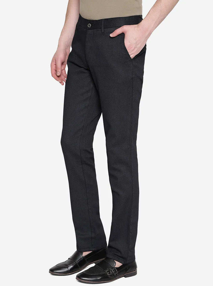 Black Solid Uno Fit Casual Trouser | JadeBlue