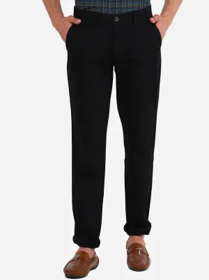 Black Solid Uno Fit Casual Trouser | JadeBlue