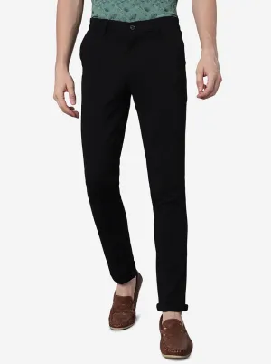 Black Solid Venice Fit Casual Trouser | JadeBlue