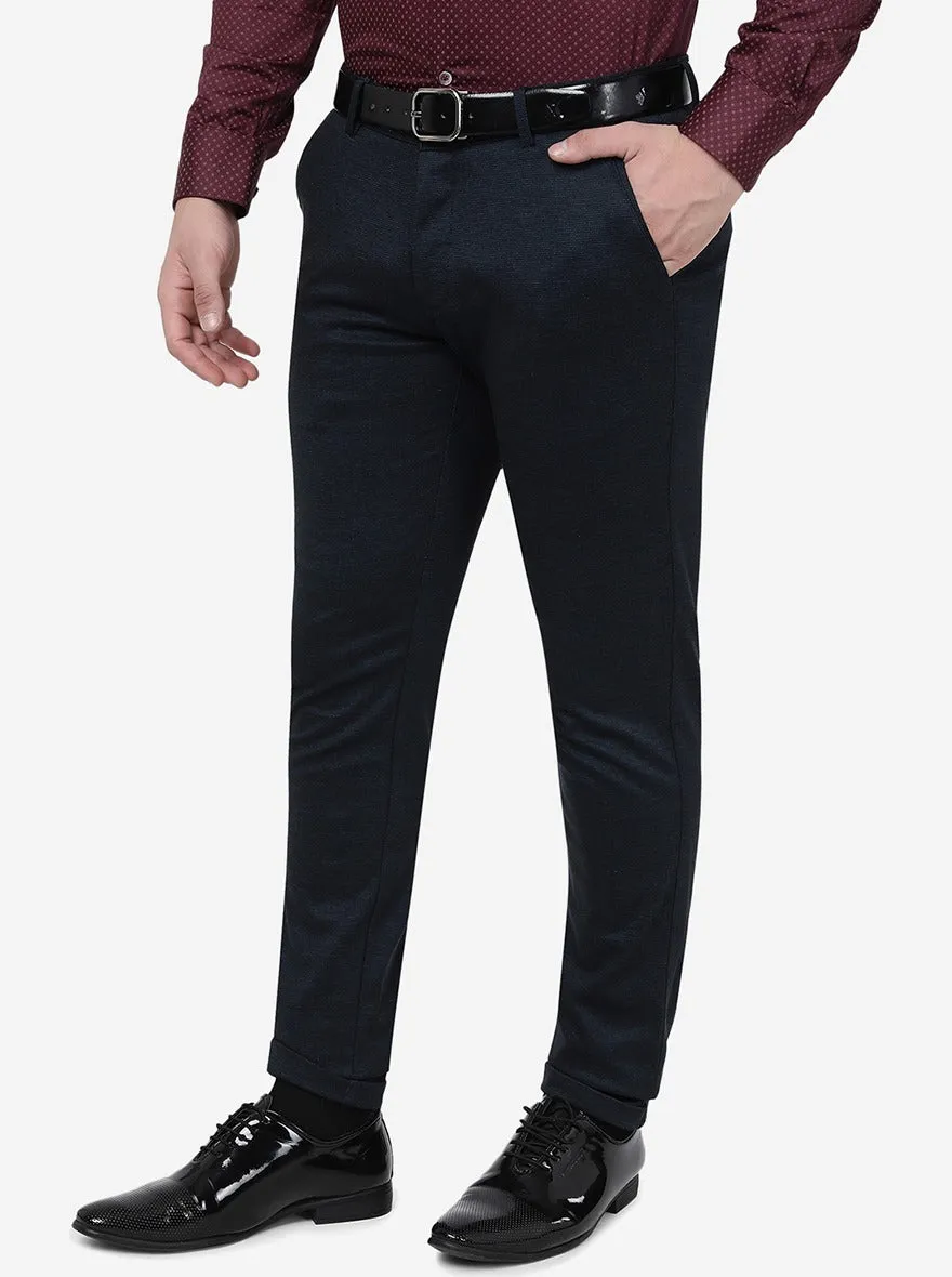Blue Solid Slim Fit Club Wear Trouser | JB Studio
