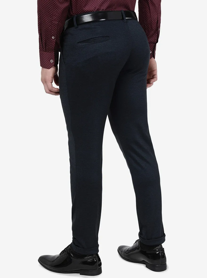 Blue Solid Slim Fit Club Wear Trouser | JB Studio