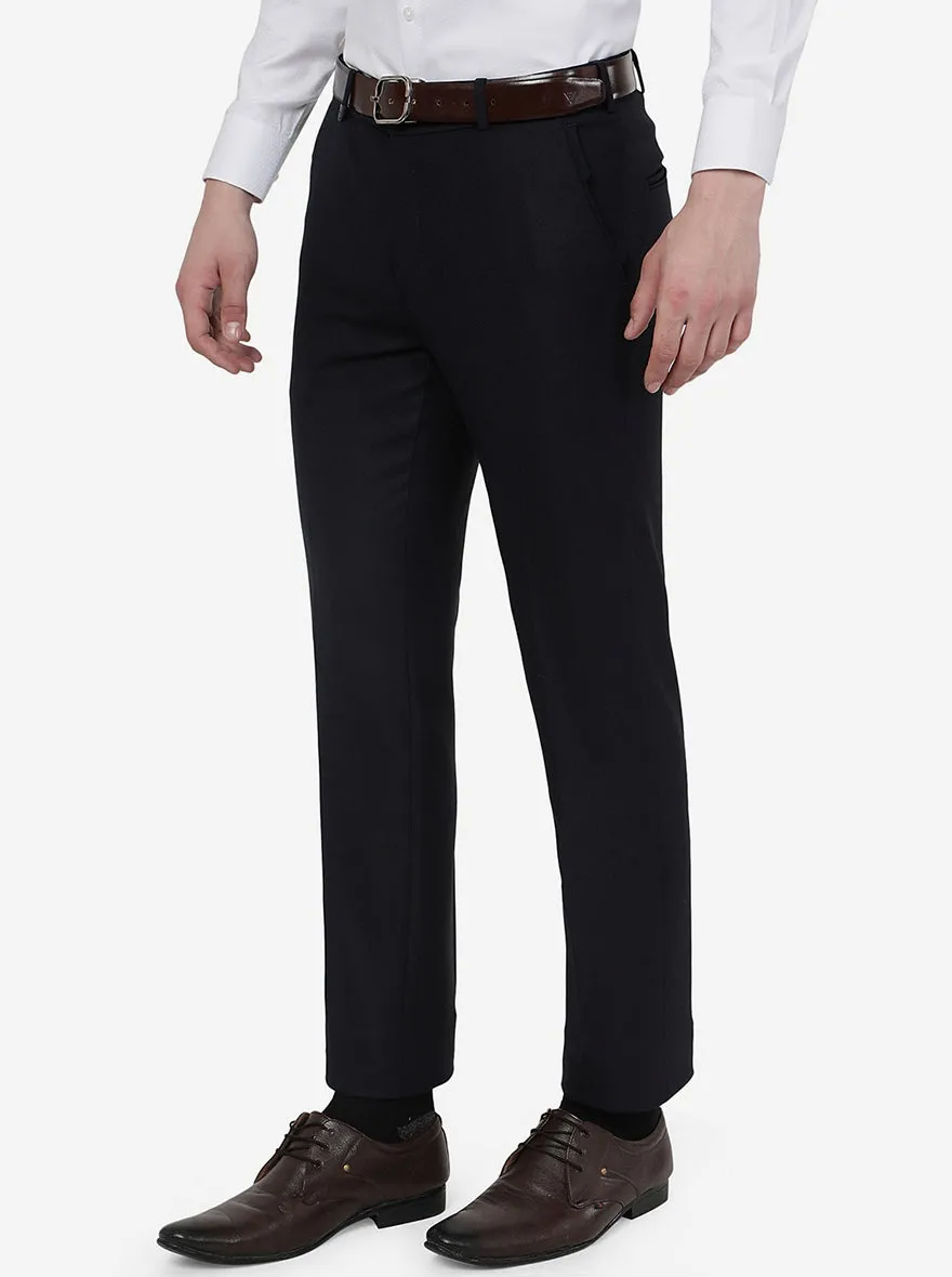 Blue Solid Slim Fit Formal Trouser | JB Studio