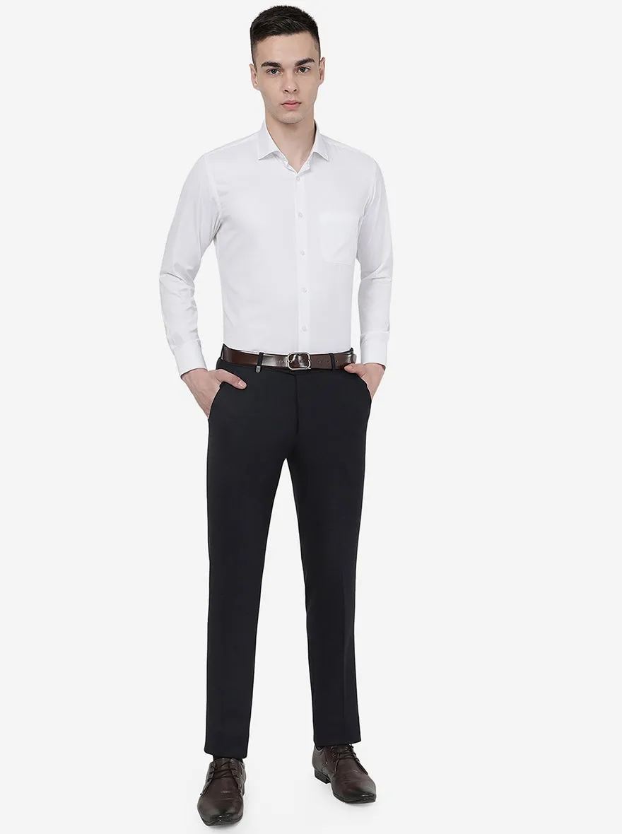 Blue Solid Slim Fit Formal Trouser | JB Studio