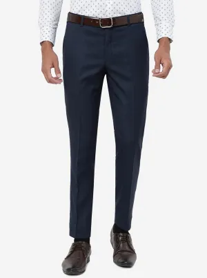 Blue Solid Super Slim Fit Formal Trouser | JadeBlue