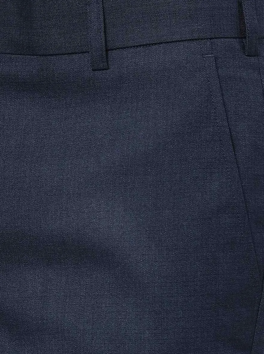 Blue Solid Super Slim Fit Formal Trouser | JadeBlue