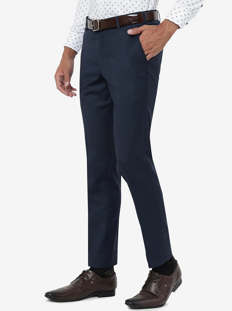 Blue Solid Super Slim Fit Formal Trouser | JadeBlue