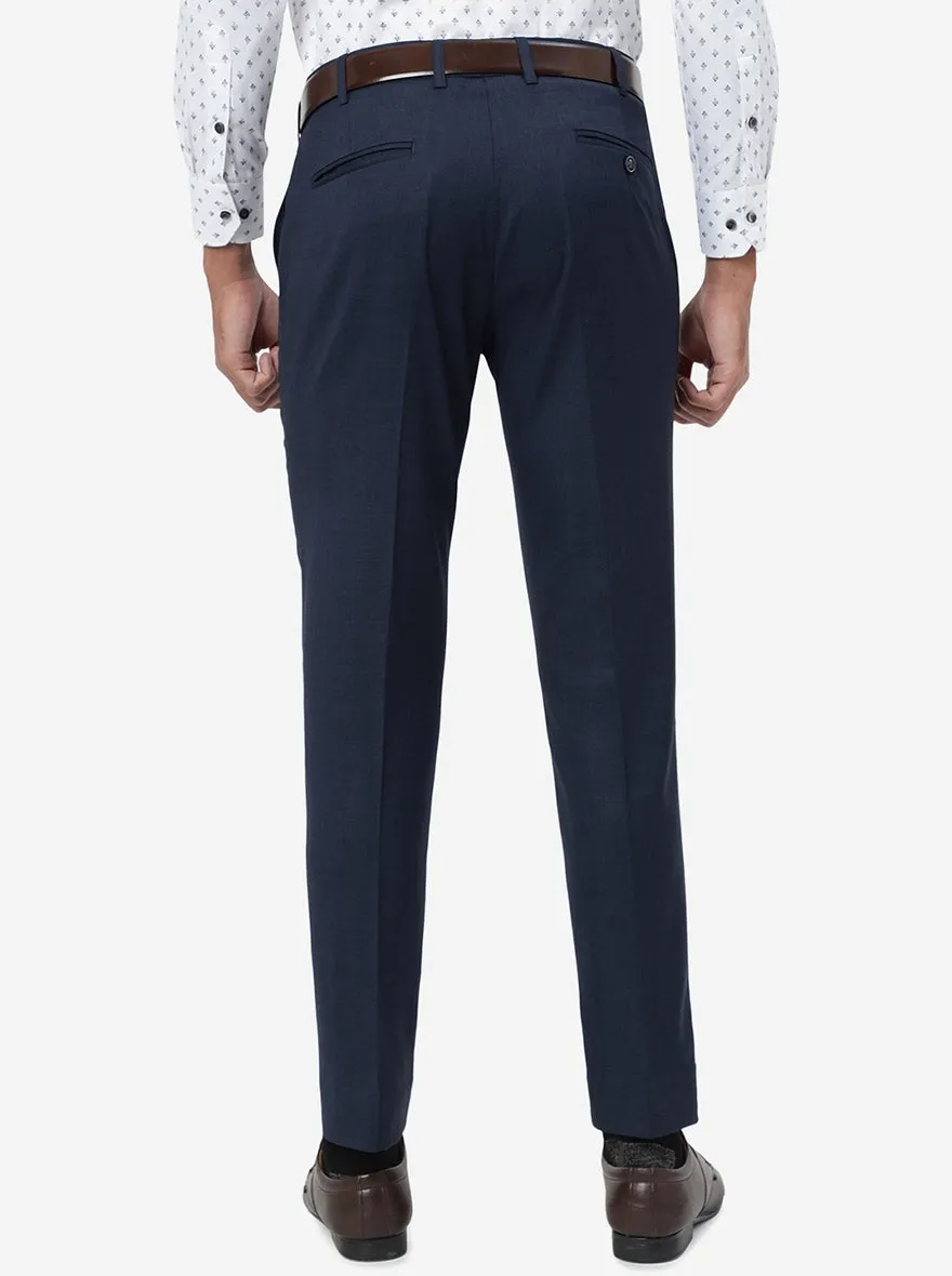 Blue Solid Super Slim Fit Formal Trouser | JadeBlue