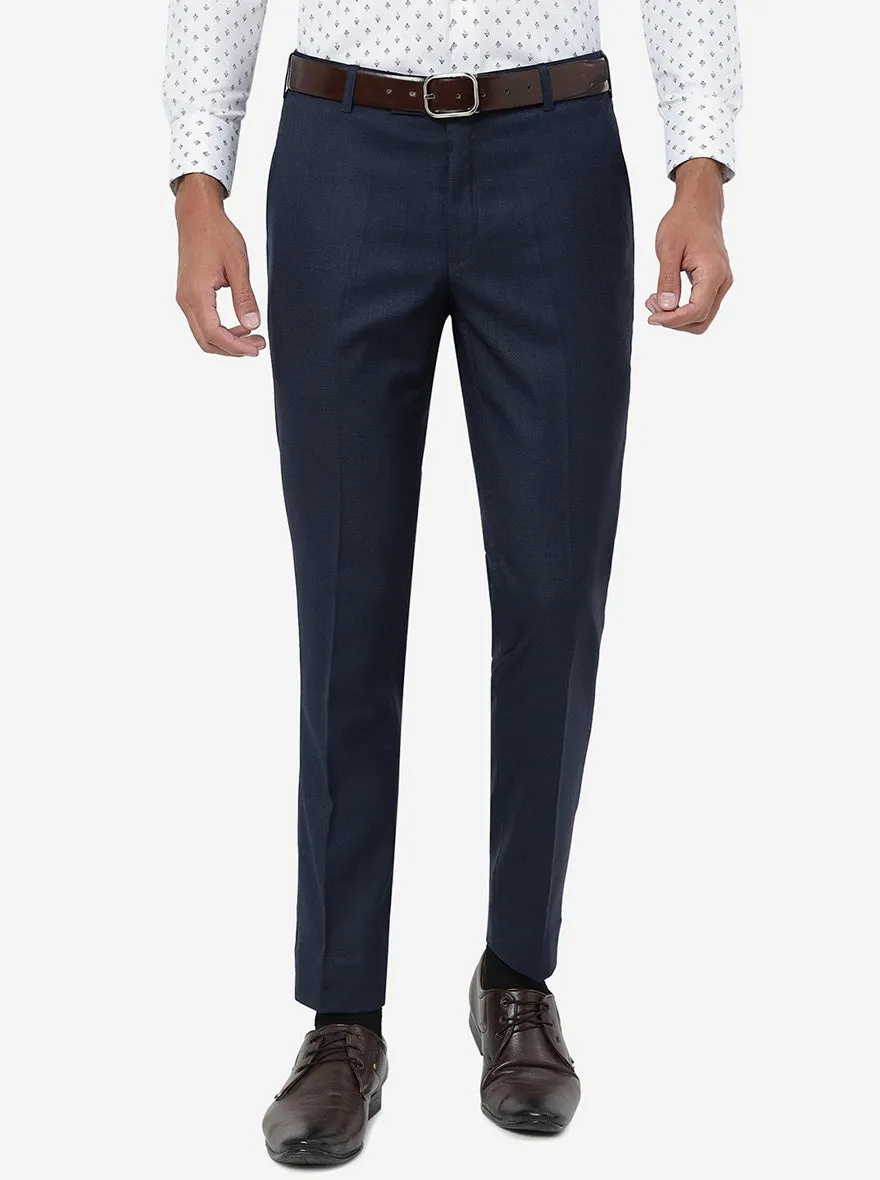 Blue Solid Super Slim Fit Formal Trouser | JadeBlue