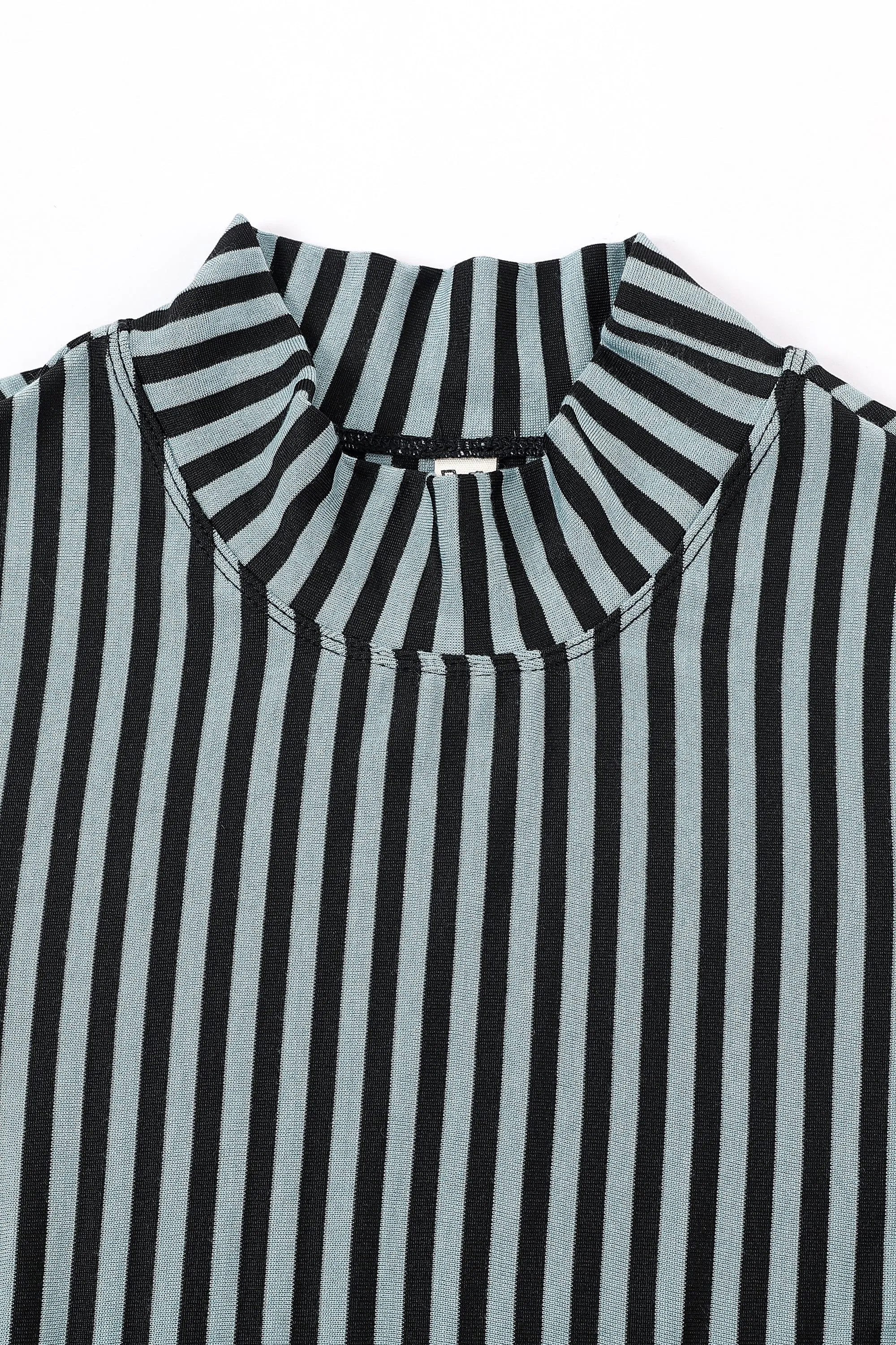 Blue Striped Tencel/Wool Long Sleeve Travel Dress