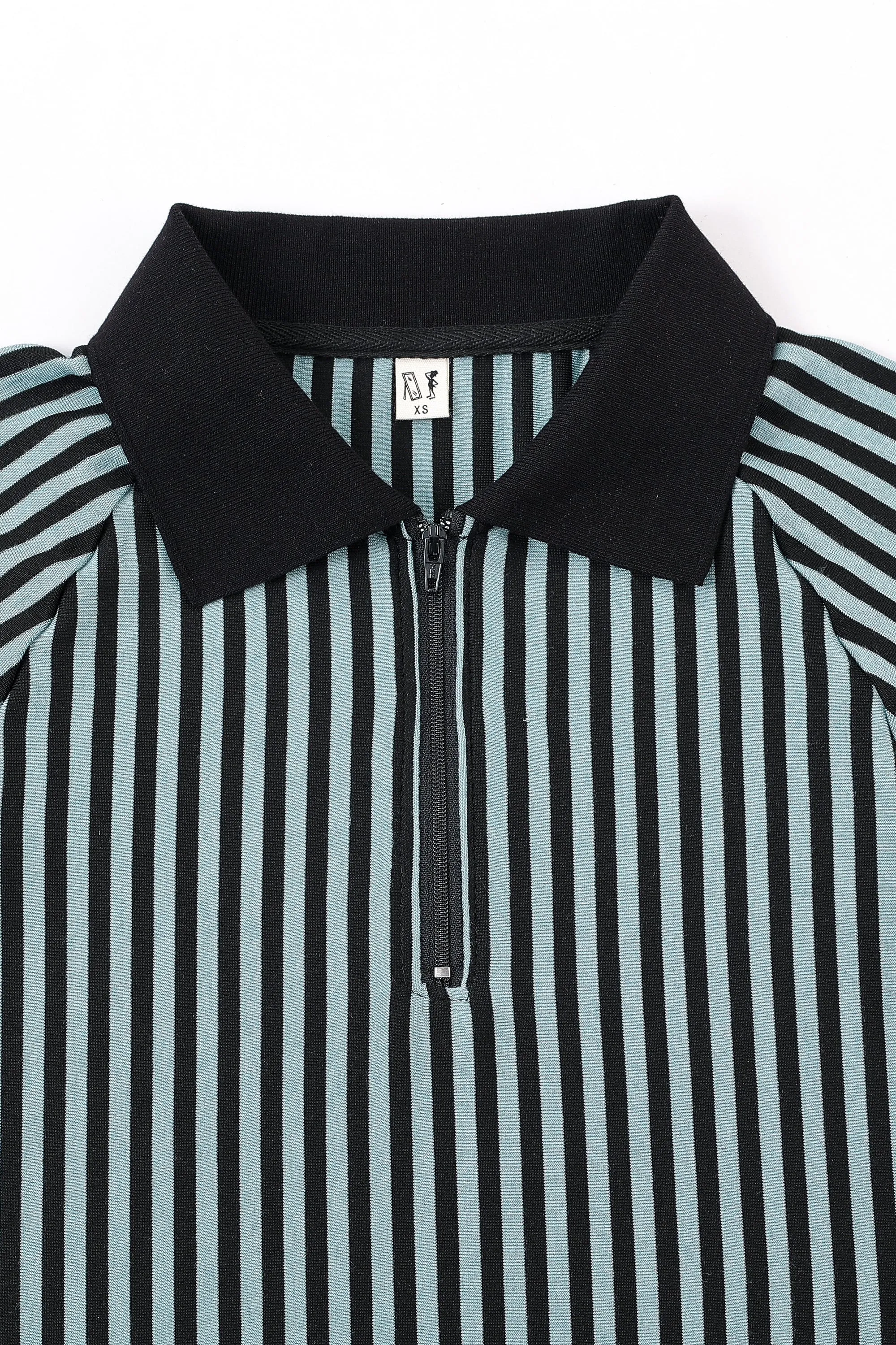 Blue Striped Tencel/Wool Polo Shirt