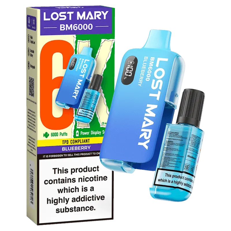 BLUEBERRY - LOST MARY BM6000 DISPOSABLE VAPE - 20MG(2%)